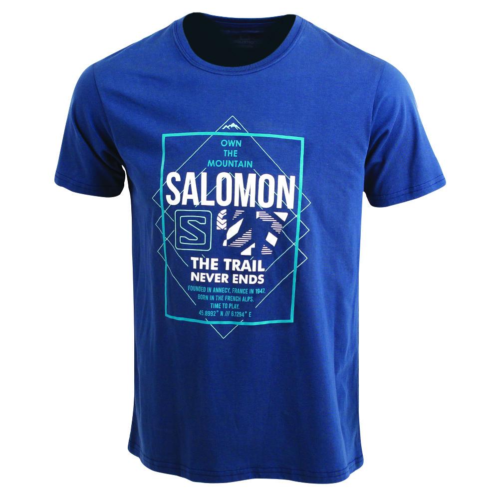 SALOMON UK FORT SS M - Mens T-shirts Dark Denim,LAXK95271